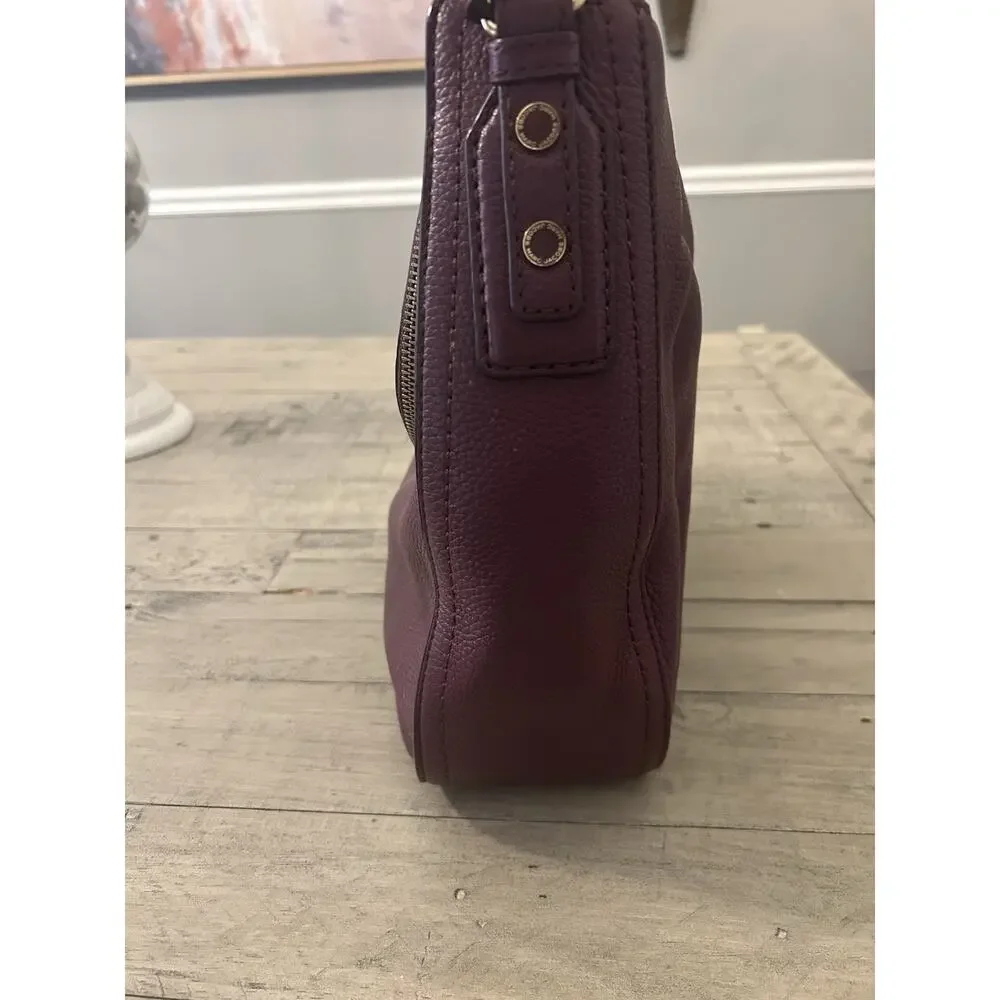 Marc Jacobs The Groove Hobo Large Fold Over‎ Bag Burgundy Pebbled Leather